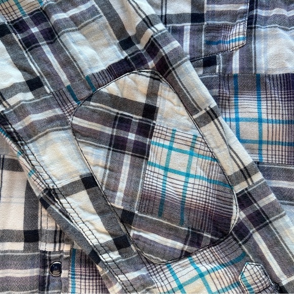 Guess Men's Size Men's Large Plaid Shirt Gauzy Cotton Western Fit Snap Buttons - Picture 10 of 10